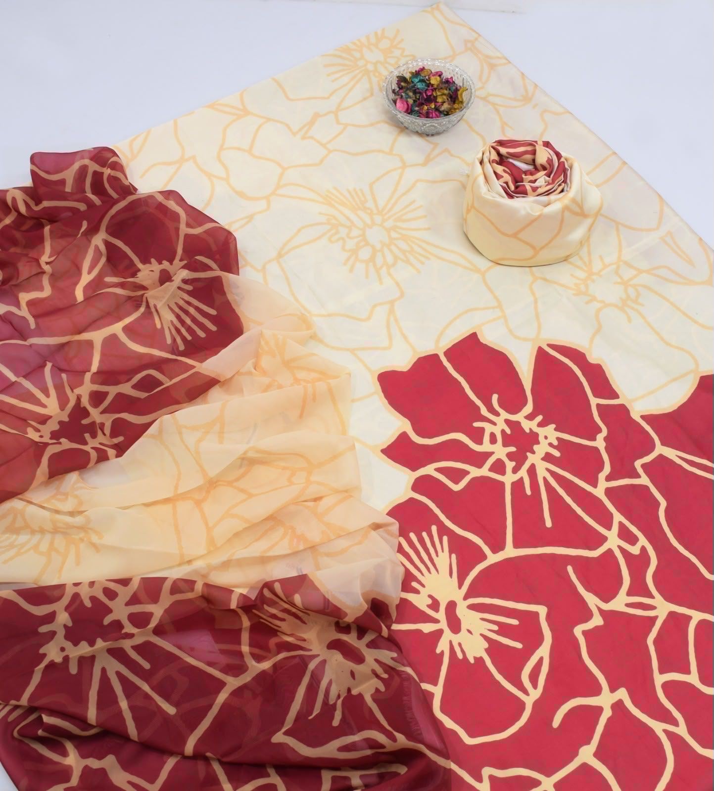 Shamooz Silk 3 Piece Unstitched Suit - Digital Printed Silk ART-016 - Image 2