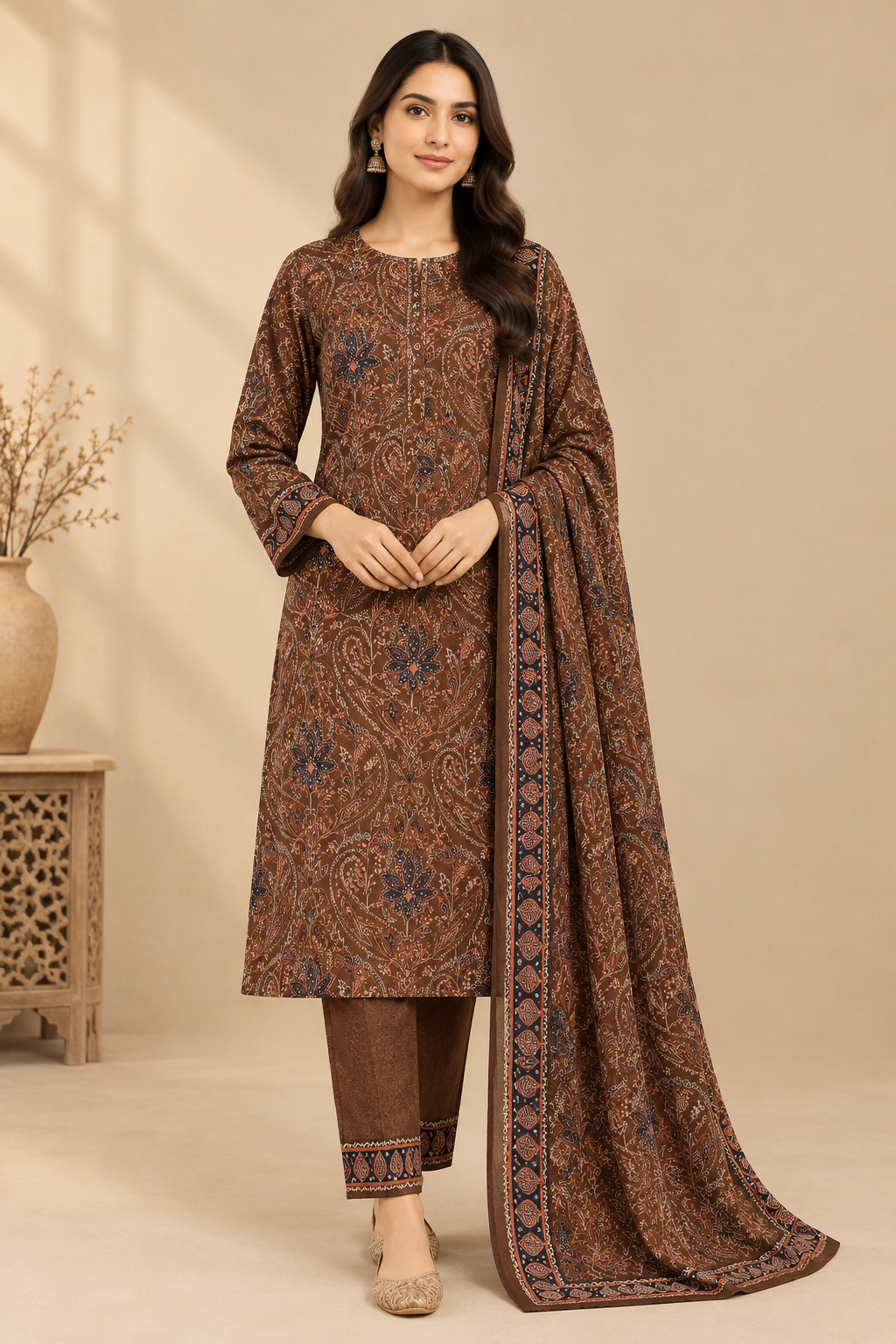 3 Piece Unstitched Printed Khaddar ART-03