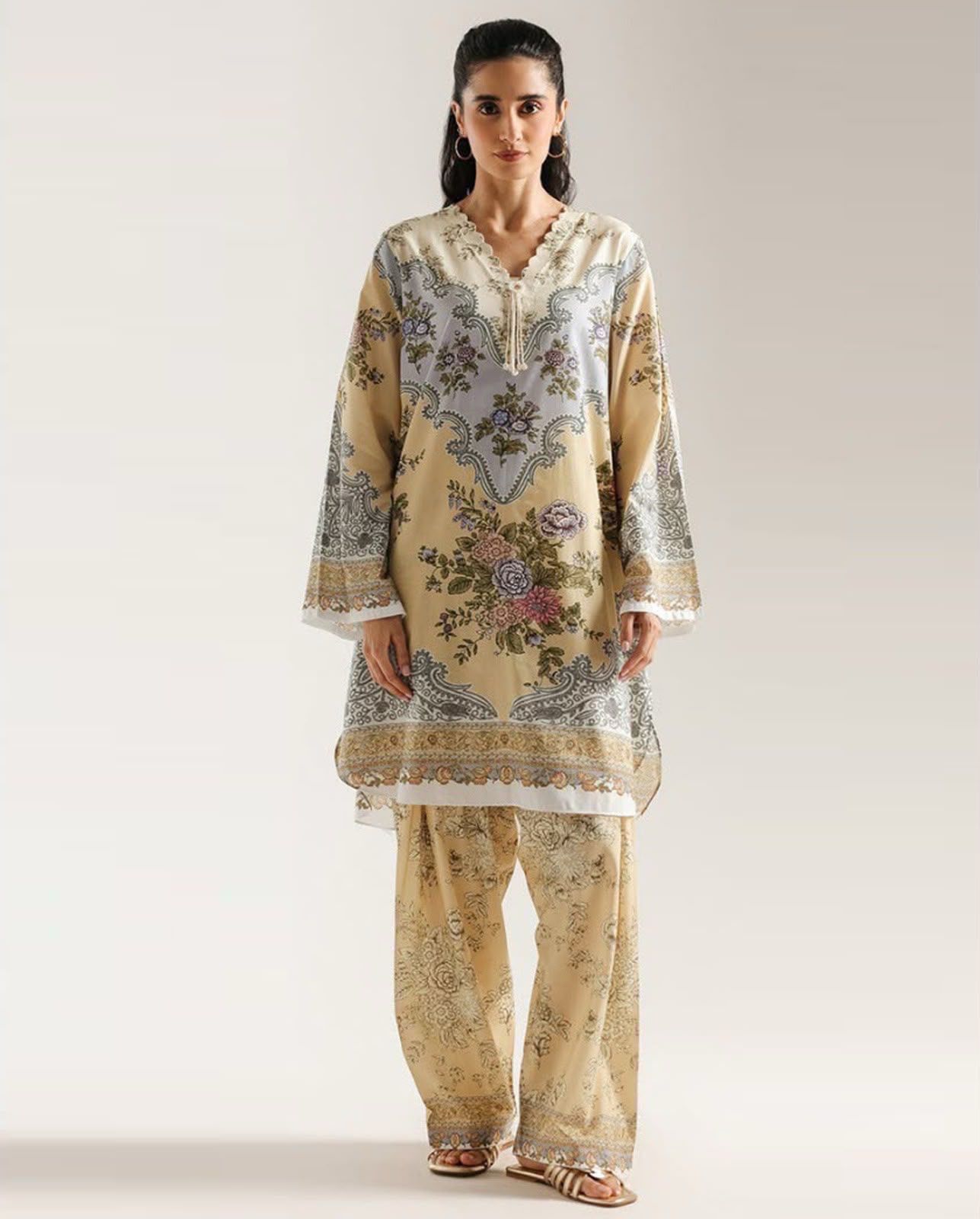 Shamooz Silk 3 Piece Unstitched Suit - Digital Printed Silk ART-017