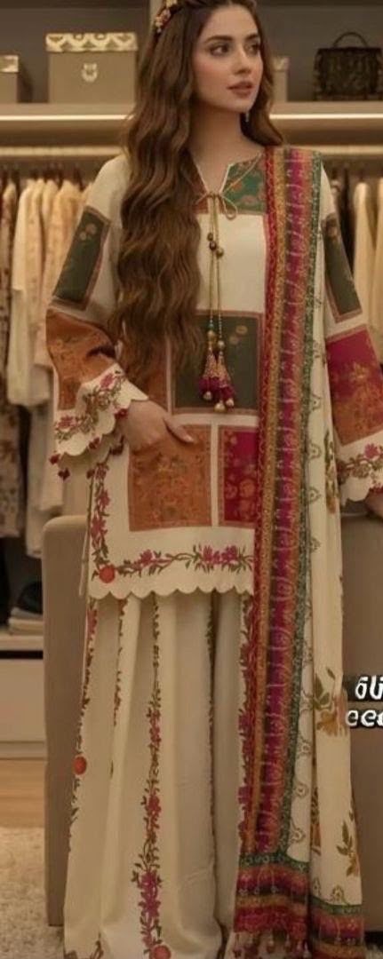 Shamooz Silk 3 Piece Unstitched Suit - Digital Printed Silk ART-030