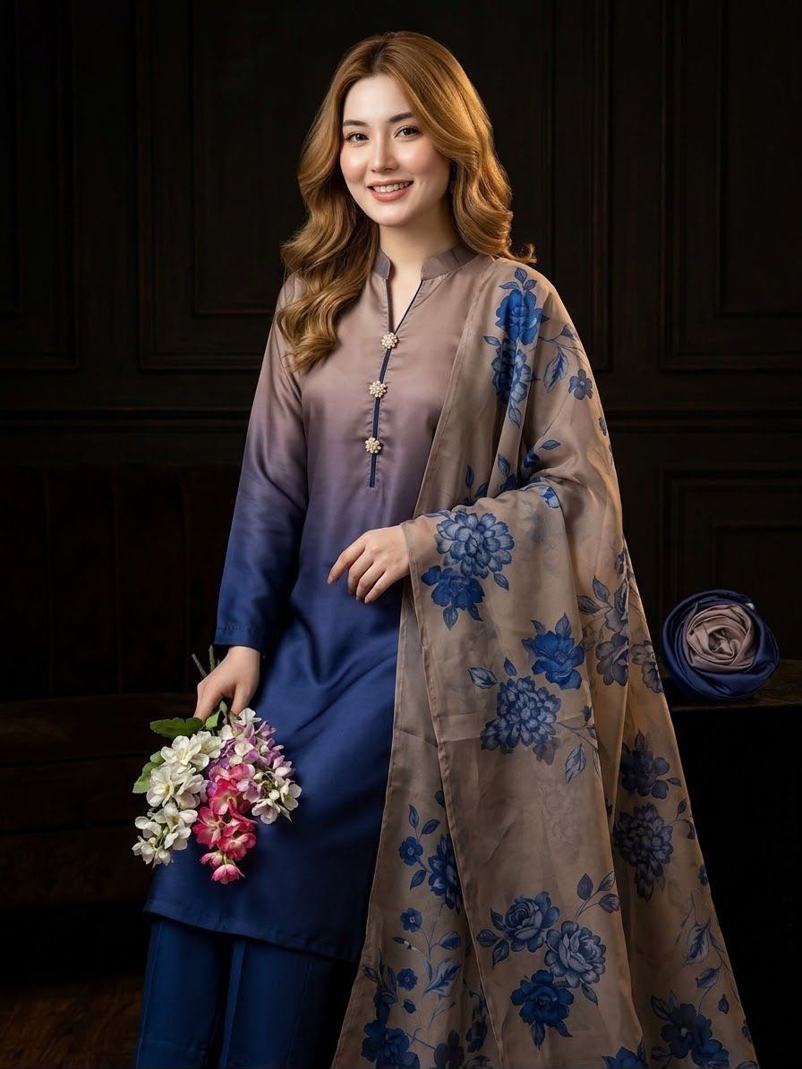 Shamooz Silk 3 Piece Unstitched Suit - Digital Printed Silk ART-021