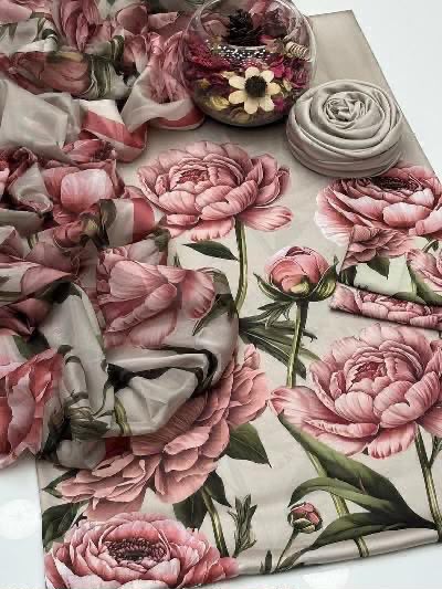 Shamooz Silk 3 Piece Unstitched Suit - Digital Printed Silk ART-05 - Image 2