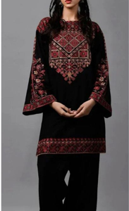 Embroidered Kurta Dhanak  2 Piece Unstitched Suit - Front & Sleeves Embroidered Shirt with Embroidered Trouser-ART-07